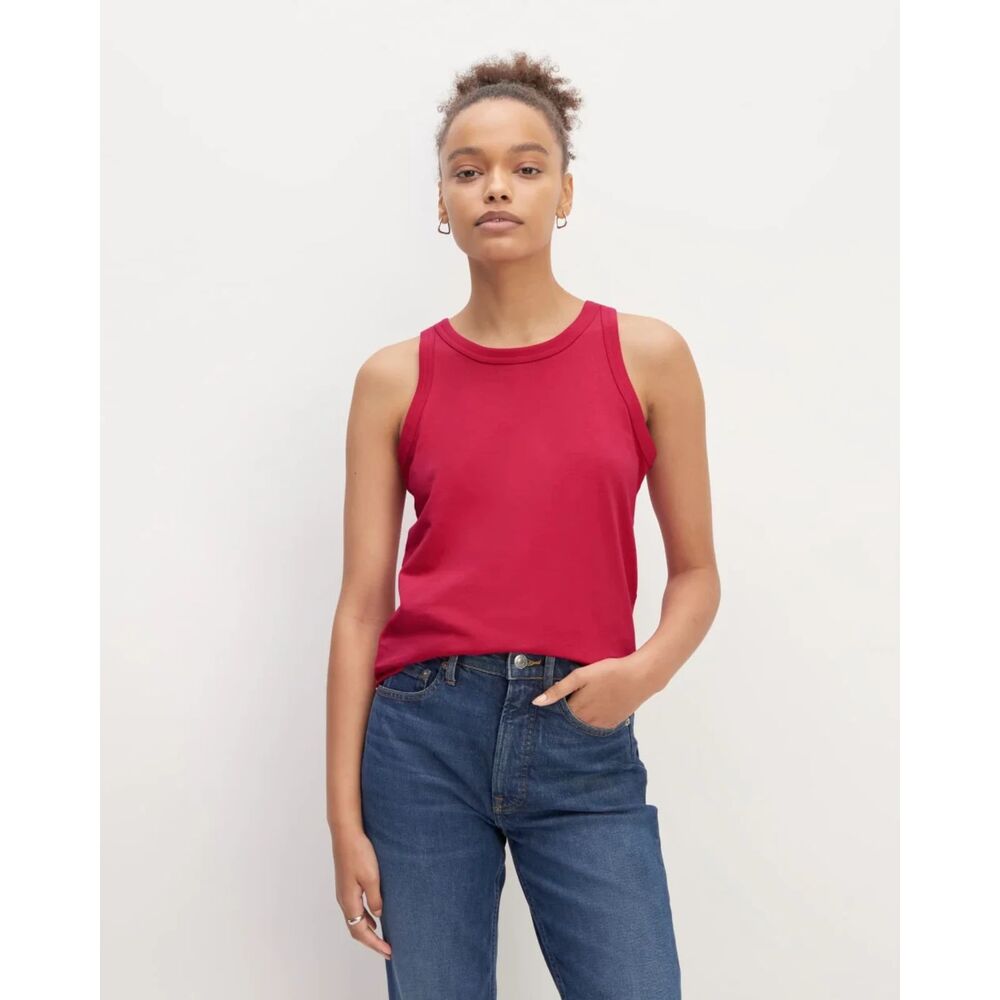 NEW Everlane The Tank in Essential Cotton Red Currant Pink 100% Organic‎ sz XS